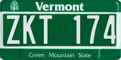 VT license plate ZKT174