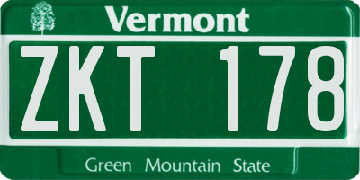 VT license plate ZKT178