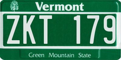 VT license plate ZKT179
