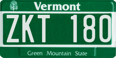 VT license plate ZKT180