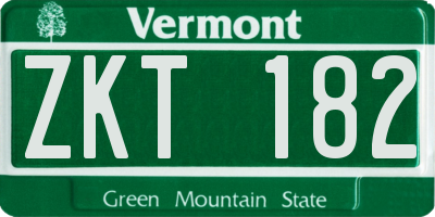 VT license plate ZKT182