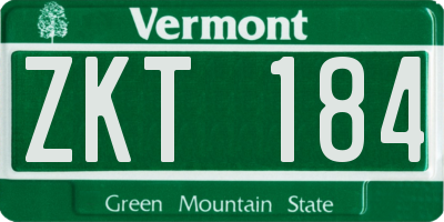 VT license plate ZKT184