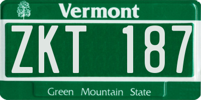 VT license plate ZKT187