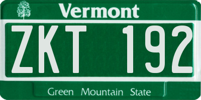 VT license plate ZKT192