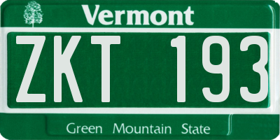 VT license plate ZKT193