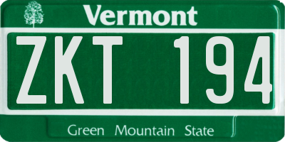 VT license plate ZKT194