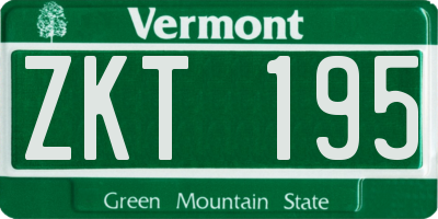 VT license plate ZKT195
