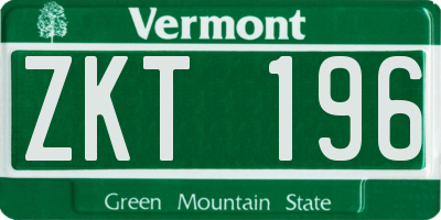 VT license plate ZKT196