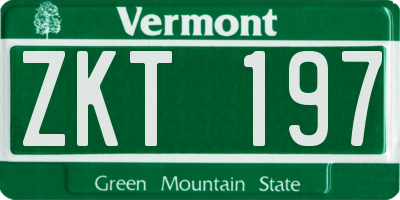 VT license plate ZKT197