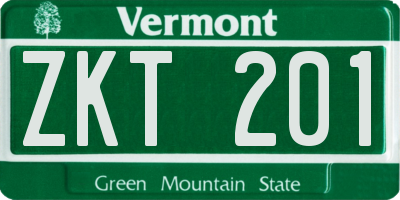 VT license plate ZKT201