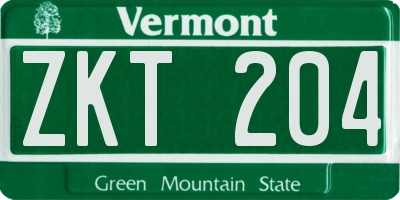 VT license plate ZKT204