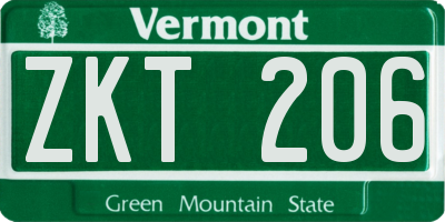 VT license plate ZKT206