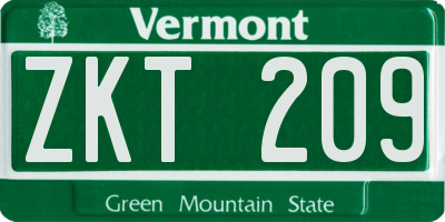 VT license plate ZKT209