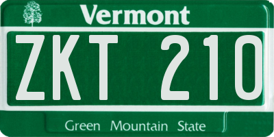 VT license plate ZKT210