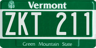 VT license plate ZKT211