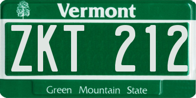 VT license plate ZKT212