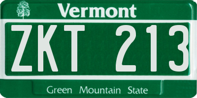 VT license plate ZKT213