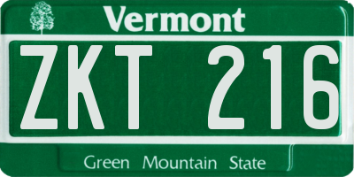 VT license plate ZKT216