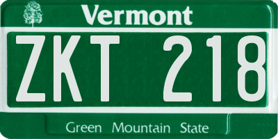 VT license plate ZKT218