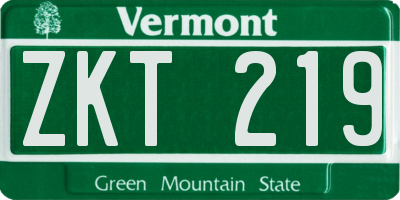 VT license plate ZKT219