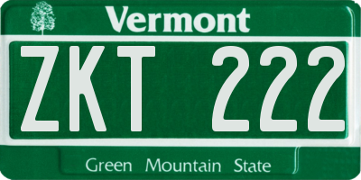 VT license plate ZKT222
