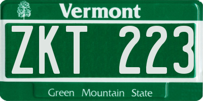 VT license plate ZKT223