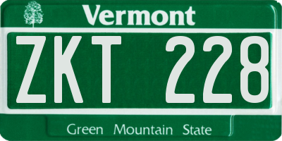 VT license plate ZKT228