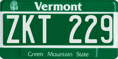 VT license plate ZKT229