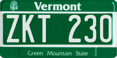 VT license plate ZKT230