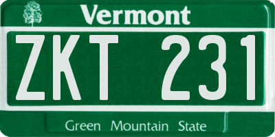 VT license plate ZKT231