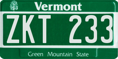 VT license plate ZKT233