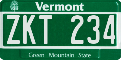 VT license plate ZKT234