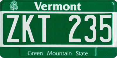 VT license plate ZKT235