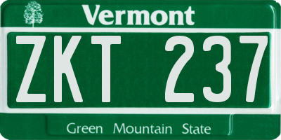 VT license plate ZKT237
