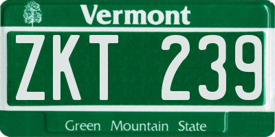 VT license plate ZKT239