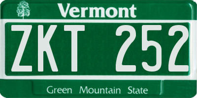 VT license plate ZKT252