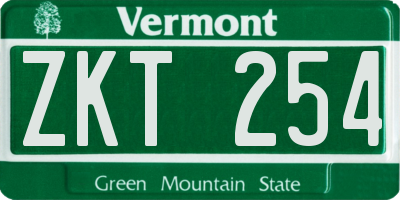 VT license plate ZKT254