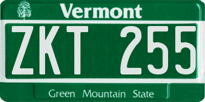 VT license plate ZKT255