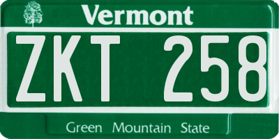 VT license plate ZKT258