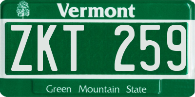 VT license plate ZKT259