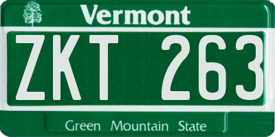 VT license plate ZKT263