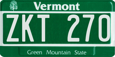VT license plate ZKT270