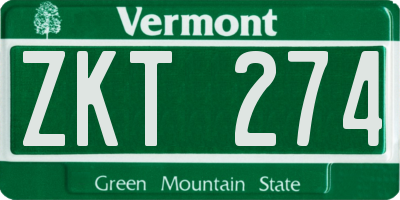 VT license plate ZKT274