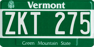 VT license plate ZKT275