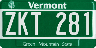 VT license plate ZKT281