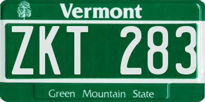 VT license plate ZKT283