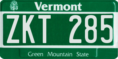VT license plate ZKT285