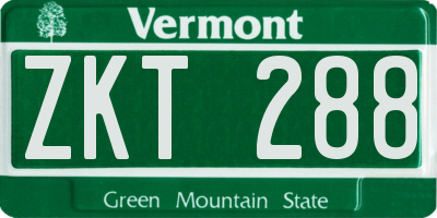 VT license plate ZKT288