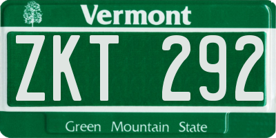 VT license plate ZKT292