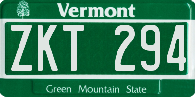 VT license plate ZKT294